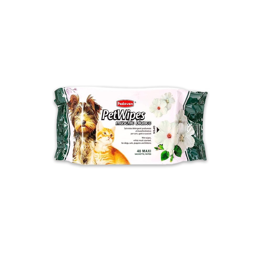 Padovan Petwipes White Musk Dog And Cat Wipes - 40 PC