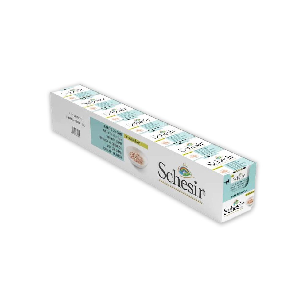 Schesir Cat Can Broth-Wet Food Tuna With Seabream - 70G (Pack Of 14)