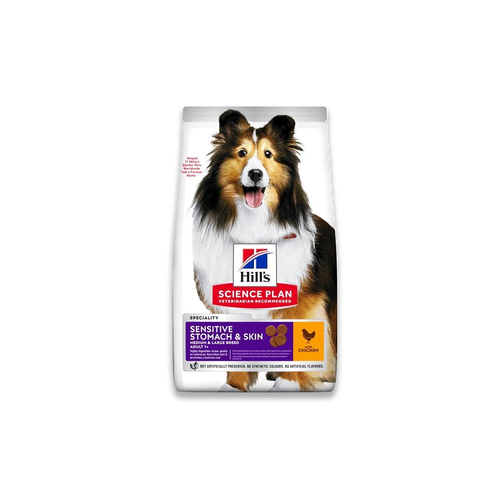 Hills Science Plan Sensitive Stomach & Skin Medium Adult Dog Food With Chicken - 14 KG