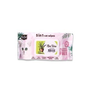 Kitcat 5 In 1 Cat Wipes Aloe Vera Scented - 80 Sheets