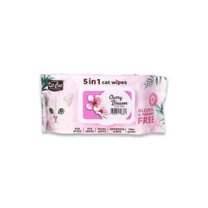Kitcat 5 In 1 Cat Wipes Cherry Blossoms Scented - 80 Sheets