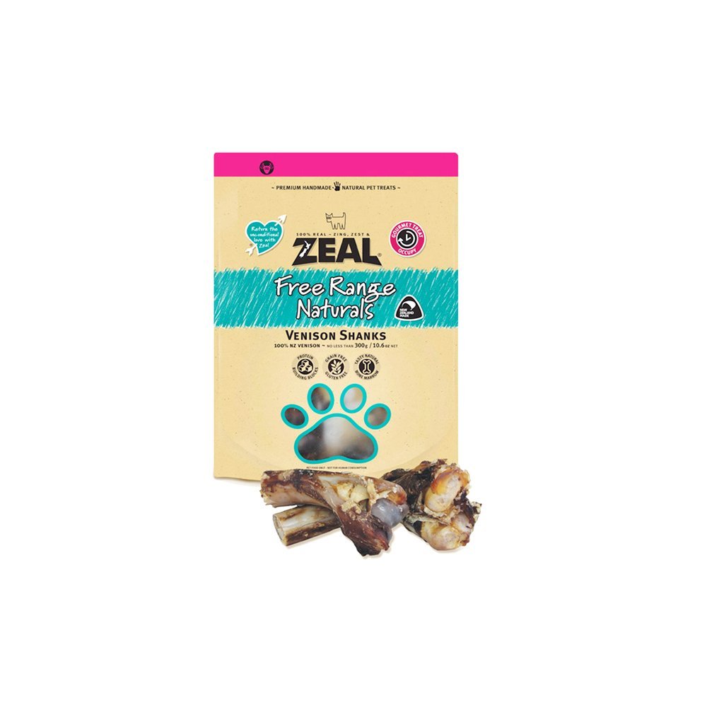 Zeal Free Range Natural Venison Shanks Dog Treats - 300G