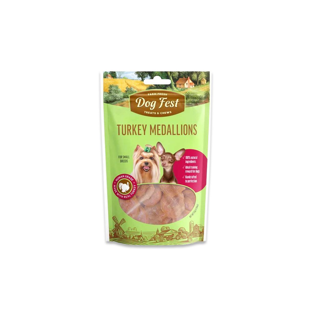 Dog Fest Turkey Medallions For Small Breeds - 55G
