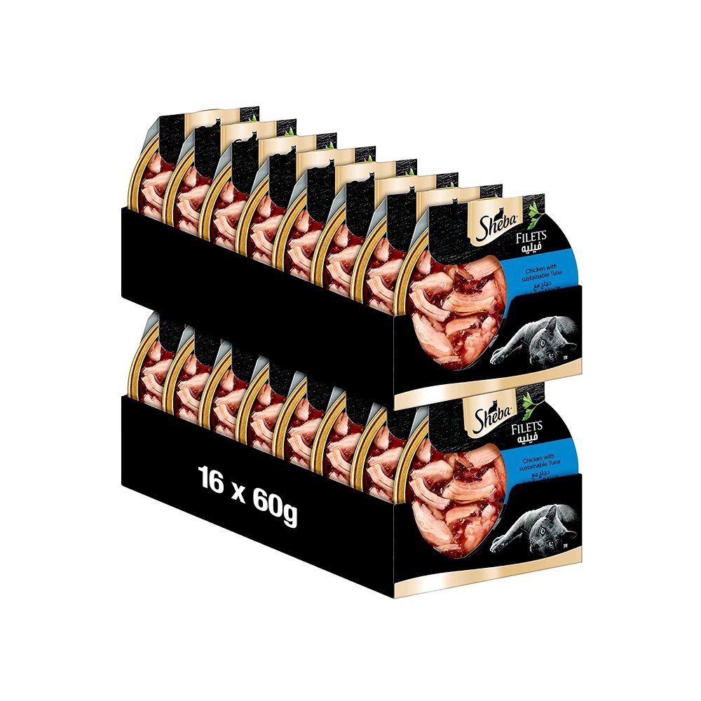 Sheba Filets Chicken & Tuna Wet Cat Food - 60G (Pack Of 16)