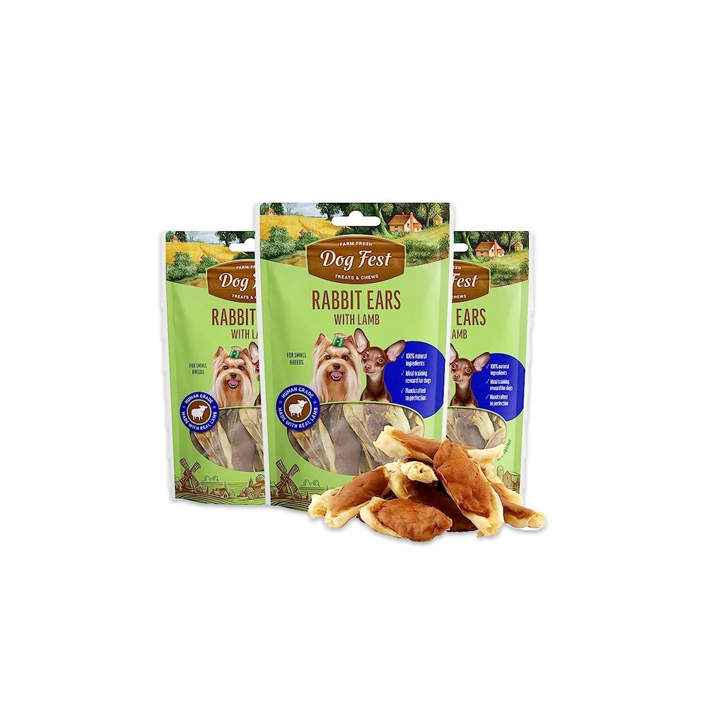 Dog Fest Rabbit Ears With Lamb For Mini Dog Treats - 55G